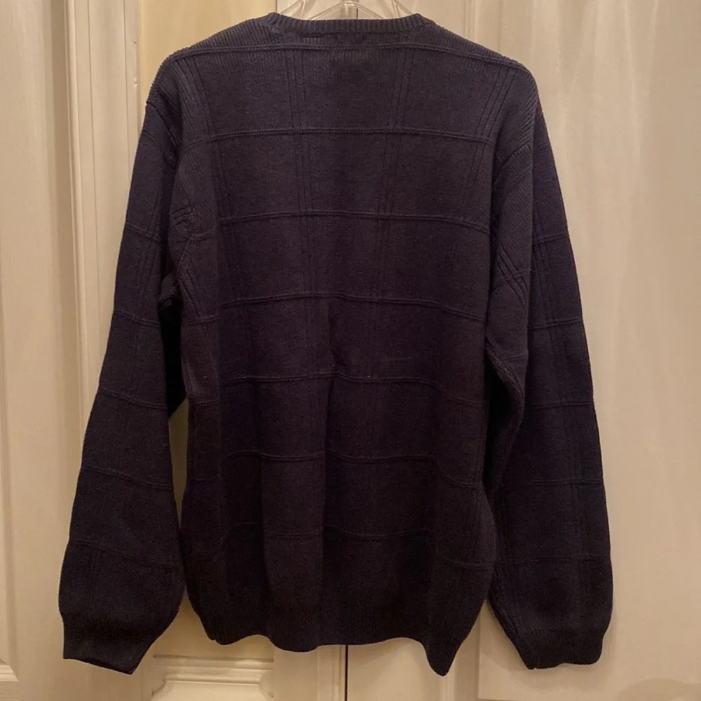 ARROW Mens Crew Neck Pullover Sweater Blue Window Pane Knit L Large NWT lcsr $50